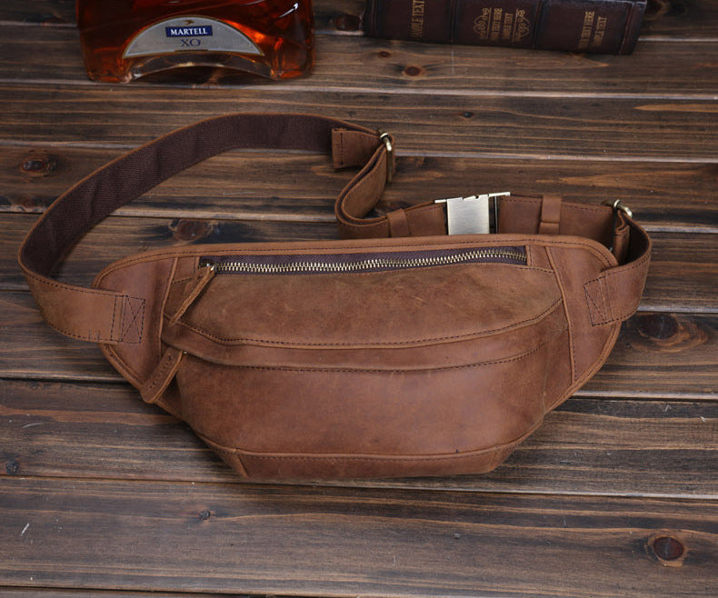 Best sling bag crossbody Mens Leather Fanny Pack Chest Bag Best Leather Bumbag Leather Belt Bag For Men