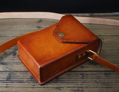 iphone crossbody bag Handmade Leather Box Bag Mens Crossbody Cell Phone Purse Crossbody Womens Leather Phone Crossbody Bag