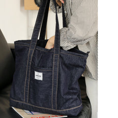 Womens Blue Denim Large Tote Bag