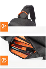 Cool Black Large Sling Bag For Men Waterproof Oxford Fabric Fashion Sling Bag For Big Men