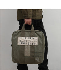 Army Green Canvas Mens Pilot Handbag Canvas WWII Bag Canvas Army Vertical Weekender Bag Travel Bag for Men