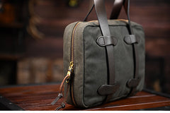 Mens Navy Canvas Small iPad Handbag Khaki Canvas Mini Briefcase Handbag for Men