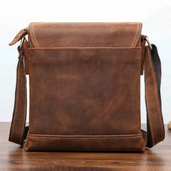 BADASS BROWN YELLOW LEATHER MEN'S 10 inches Side bag Vertical Courier Bag MESSENGER BAG FOR MEN