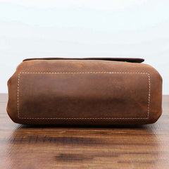 BADASS BROWN YELLOW LEATHER MEN'S 10 inches Side bag Vertical Courier Bag MESSENGER BAG FOR MEN