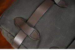 Mens Khaki Canvas Small iPad Handbag Khaki Canvas Mini Briefcase Handbag for Men