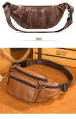 Small Brown Leather Fanny Pack Men's Brown Chest Bag Leather Hip Bag Small Waist Bag For Men