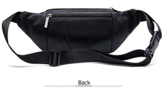 Black Leather Hip Pack Small Leather Fanny Pack Cross body Men's Black Chest Bag Small Leather Waist Bag For Men