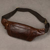 Coffee Small Mens Leather Fanny Pack Men Leather Belt Bag 