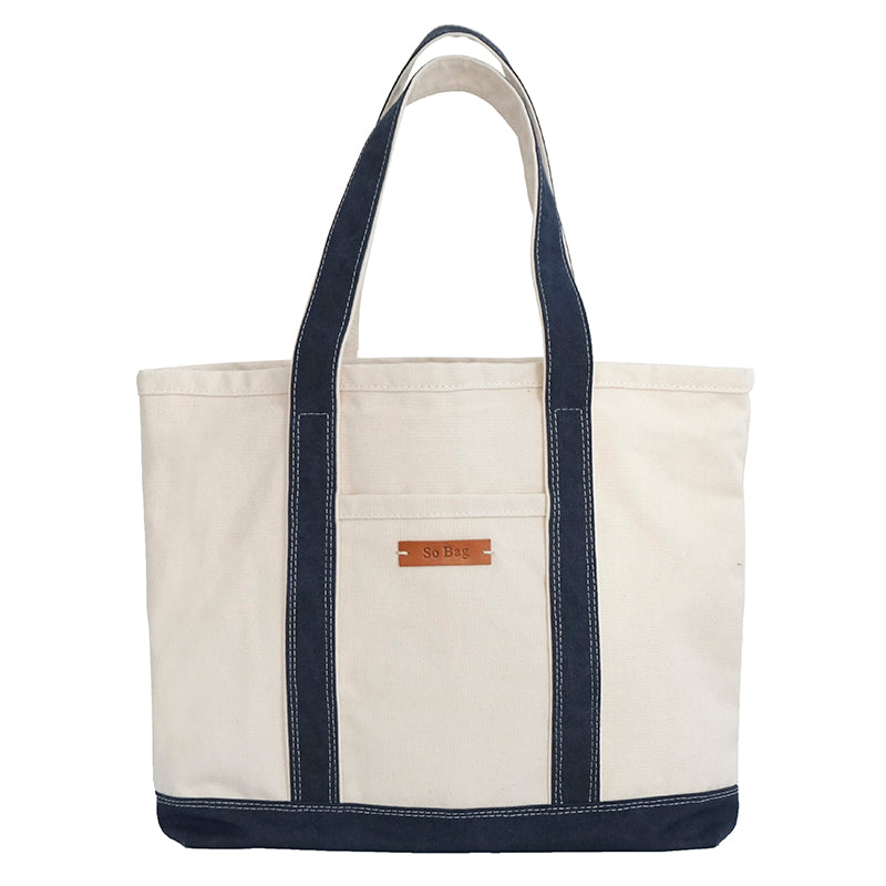 Mens White&Blue Canvas Stachel Tote Bag 