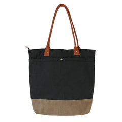 Women Black&Khaki Canvas Shopper Tote Bags Canvas Tote Shoulder Bag Handbag for Mens