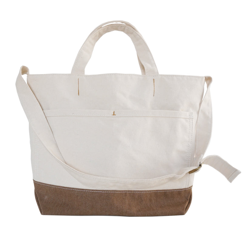 Womens Canvas Tote Bag White&Khaki Canvas Handbag 