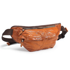 Leather Belt Bag For Men Cool Brown Leather Fanny Pack Crossbody Men Chest Bag Leather Waist Bag Hip Bag Leather Bum Pack For Men 