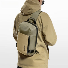 Khaki 14‘’ Laptop Large Sling Bag For Big Men