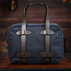 Mens Navy Canvas Small iPad Handbag Khaki Canvas Mini Briefcase Handbag for Men