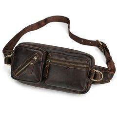 Cool Leather Fanny Pack Mens Leather Waist Bags Hip Pack Belt Bags Leather Bumbags for Men - imessengerbags