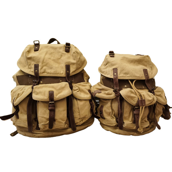 Khaki Mens Canvas EDC Backpack  best edc backpack best edc travel backpack​ everyday rucksack​