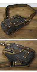 Denim Mens Small Shoulder Bag Sling bag Denim Chest Bag Sling Pack For Men