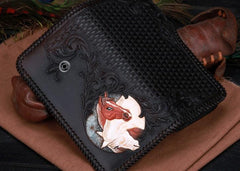 Handmade Leather Horse Mens Chain Biker Wallet Cool Leather Wallet With Chain Wallets for Men - imessengerbags