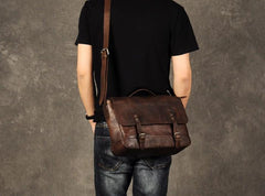 Genuine Leather Mens Cool Messenger Bag Briefcase Work Bag Business Bag for men - imessengerbags