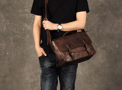 Genuine Leather Mens Cool Messenger Bag Briefcase Work Bag Business Bag for men - imessengerbags