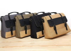 Mens Canvas Leather Briefcase Handbag Work Bag Business Bag for Men - imessengerbags