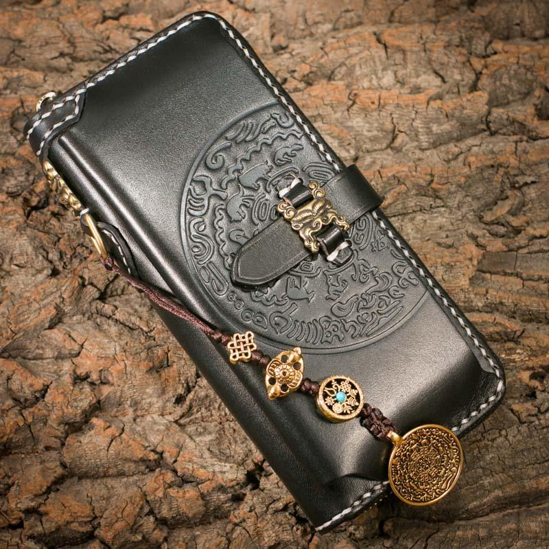 Handmade Leather Mahākāla Mens Chain Biker Wallet Cool Leather Wallet –  imessengerbags