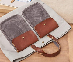 Mens Leather Canvas Large Handbag Canvas Tote Bag Canvas Briefcase for Men - imessengerbags