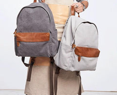 Cool Canvas Gray Mens Backpack Canvas Travel Bag Canvas School Bag for Men - imessengerbags