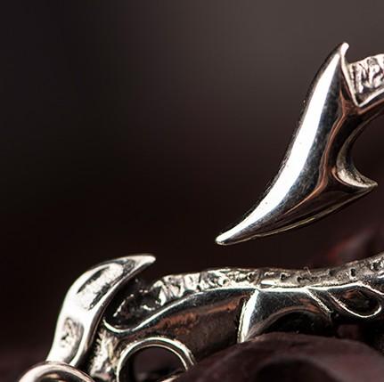 TFJ Men Wallet Chain Fashion Metal Spike Horn Charm Keychains Skull Rusty Silver