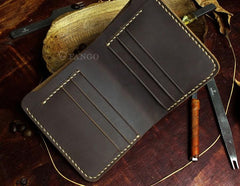 Handmade Leather Mens Cool Slim Leather Wallet Men billfold Wallets Bifold for Men - imessengerbags