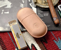 Cool Brown Leather Mens 2pcs Cigar Case Cool Custom Leather Cigar Case for Men - imessengerbags