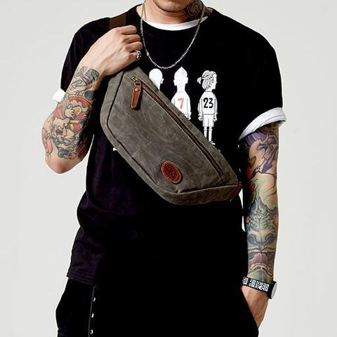 Spice waxed canvas sling bag / fanny pack / chest bag / day bag