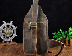 Cool Leather Mens  Sling One Shoulder Bag Sling Bag Sling Backpacks Chest Bag for men - imessengerbags