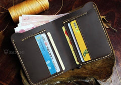 Handmade Leather Mens Cool Slim Leather Wallet Men billfold Wallets Bifold for Men - imessengerbags