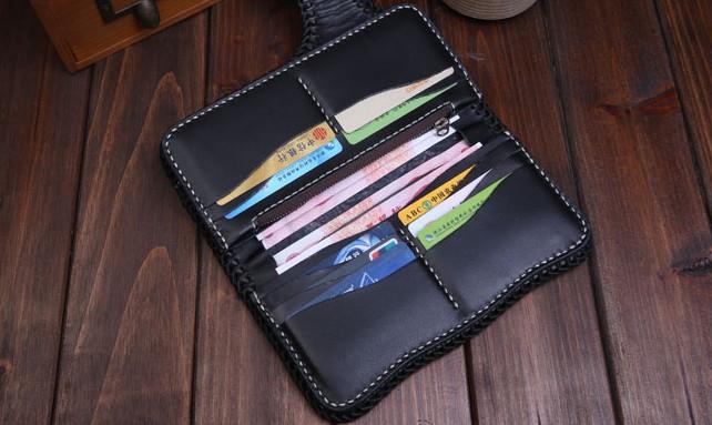 Handmade Leather Carp Mens Chain Biker Wallet Cool Leather Wallet