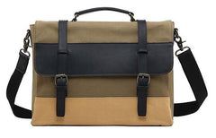 Mens Canvas Leather Briefcase Handbag Work Bag Business Bag for Men - imessengerbags