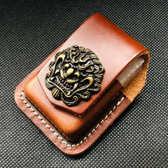 Brown Handmade Leather Mens Horse Zippo Lighter Holders Lighter Case For Men - imessengerbags