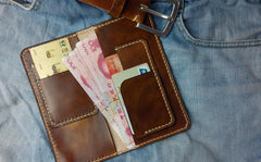 Vintage Tan Leather Bifold Mens Long Wallet Leather Long Wallets for Men - imessengerbags