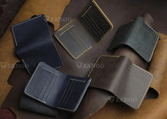 Handmade Leather Mens Cool Slim Leather Wallet Men billfold Wallets Bifold for Men - imessengerbags