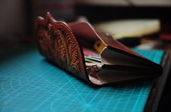 Handmade Leather Vintage Tooled Mens Long Wallet Cool Long Wallet for Men - imessengerbags