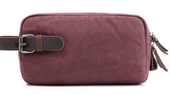 Cool Waxed Canvas Leather Mens Zipper Wristlet Bag Vintage Clutch Zipper Bag for Men - imessengerbags