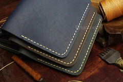 Handmade Leather Mens Cool Slim Leather Wallet Men billfold Wallets Bifold for Men - imessengerbags