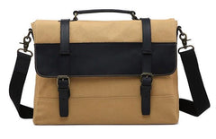 Mens Canvas Leather Briefcase Handbag Work Bag Business Bag for Men - imessengerbags