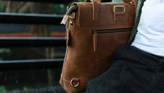 Vintage Mens Leather Briefcase Handbag Shoulder Bag Backpack for men - imessengerbags