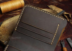 Handmade Leather Mens Cool Slim Leather Wallet Men billfold Wallets Bifold for Men - imessengerbags