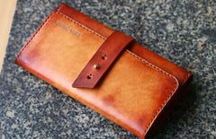 Handmade Leather Mens Long Wallet Vintage Cool Long Wallet for Men - imessengerbags