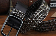 Genuine Leather Punk Rock Biker Trucker Mens Belt Men Black Coffee Belt for Men - imessengerbags