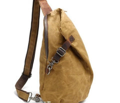 Cool Waxed Canvas Mens One Shoulder Pack Sling Bag Chest Bag for men - imessengerbags