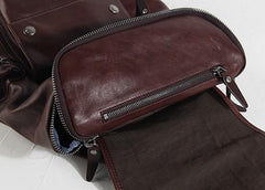 Genuine Leather Mens Cool Backpack Sling Bag Large Black Travel Bag Hiking Bag for men - imessengerbags