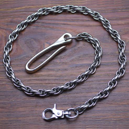 27'' Metal DOUBLE Chain BIKER SILVER WALLET CHAIN Handcuffs LONG PANTS